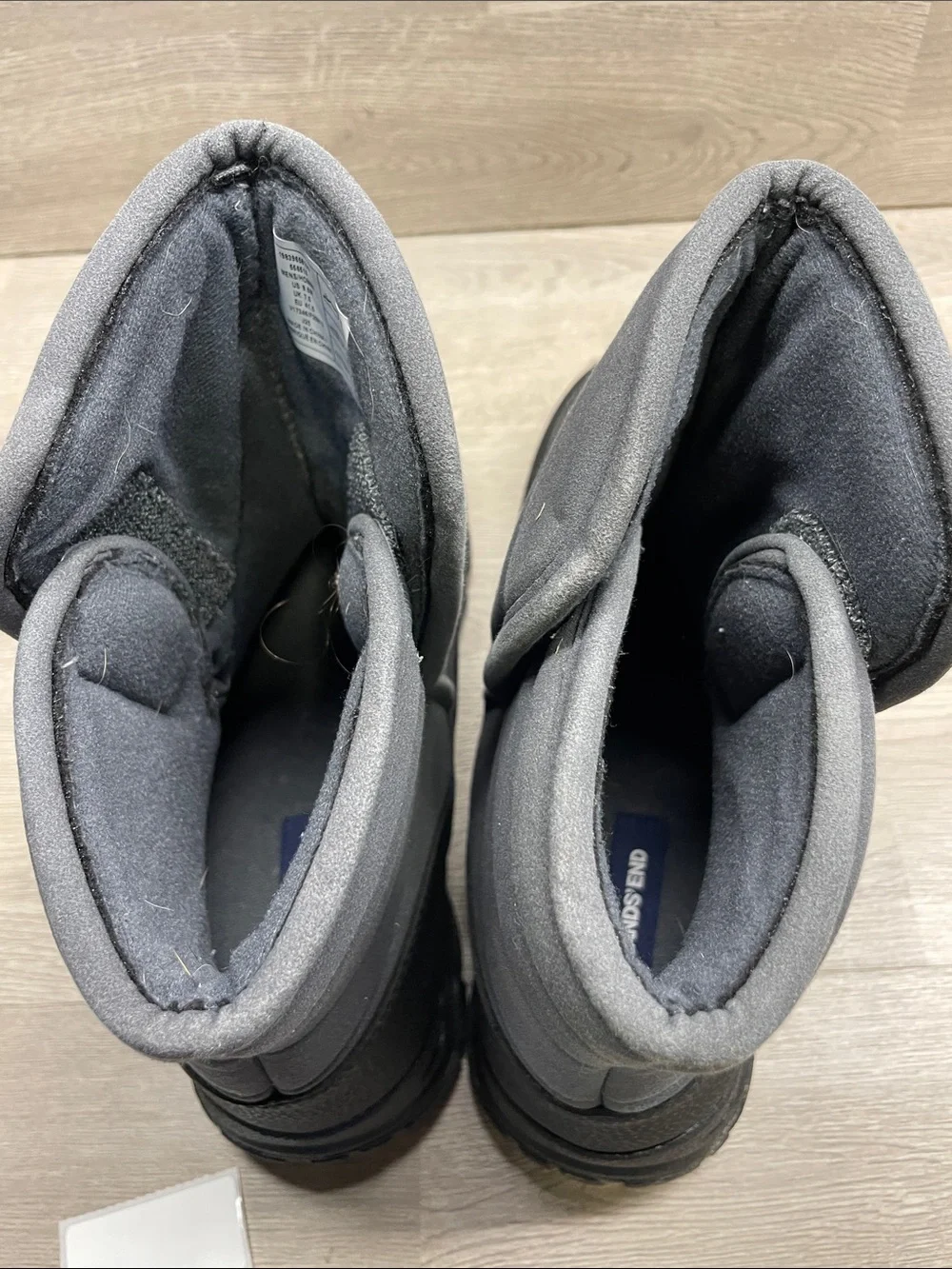Lands' End Quilted Gray Insulated Winter Boots #1557